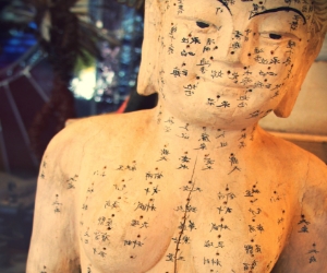 Muñeco con puntos de acupuntura